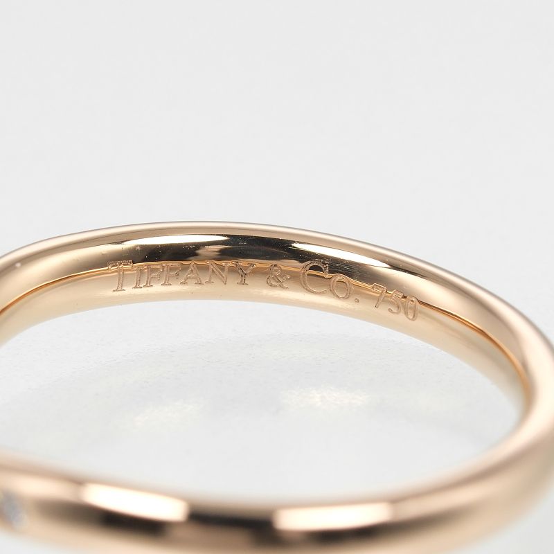Tiffany & Co Curved Band 18K Pink Gold And 9P Diamonds #5 Ladies 2.2g Ring