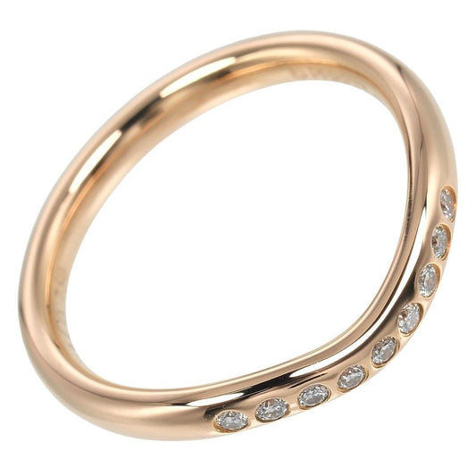 Tiffany & Co Curved Band 18K Pink Gold And 9P Diamonds #5 Ladies 2.2g Ring