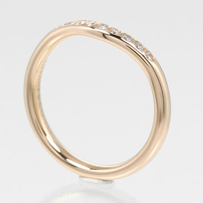 Tiffany & Co Curved Band 18K Pink Gold And 9P Diamonds #5 Ladies 2.2g Ring