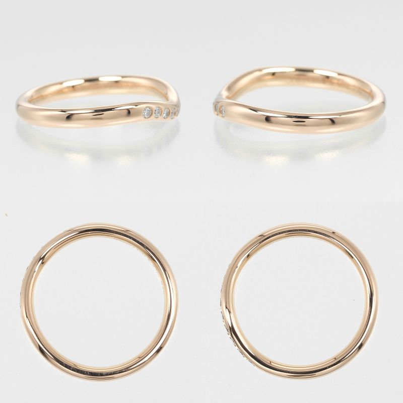 Tiffany & Co Curved Band 18K Pink Gold And 9P Diamonds #5 Ladies 2.2g Ring