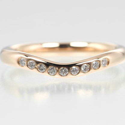 Tiffany & Co Curved Band 18K Pink Gold And 9P Diamonds #5 Ladies 2.2g Ring