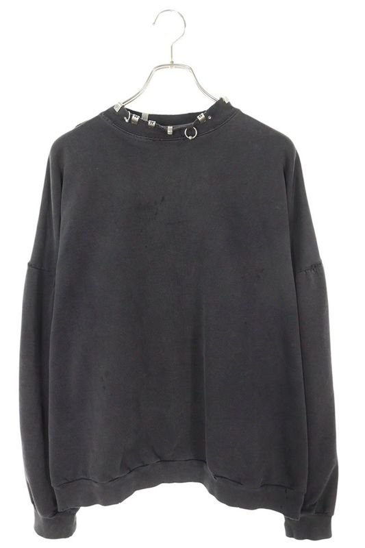 Balenciaga 23AW 762718 Tpvd9 Earrings Crew Neck Vintage Finish Sweatshirt Men's