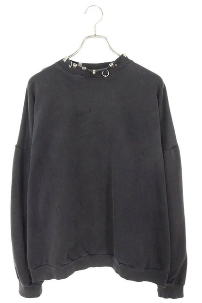 Balenciaga 23AW 762718 Tpvd9 Earrings Crew Neck Vintage Finish Sweatshirt Men's