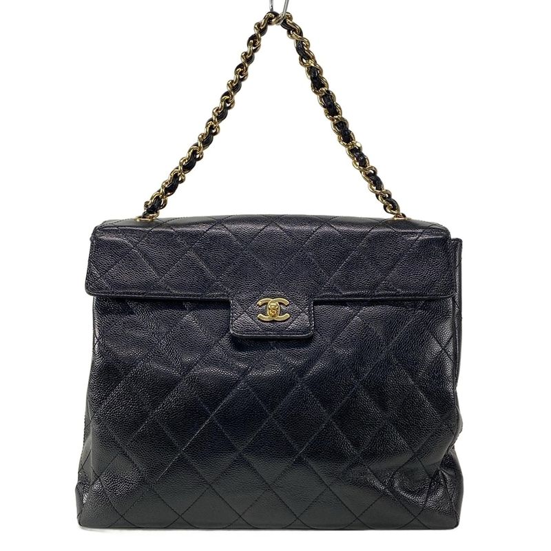 Chanel Handbag Matelasse Black Chain Handle/gold Hardware