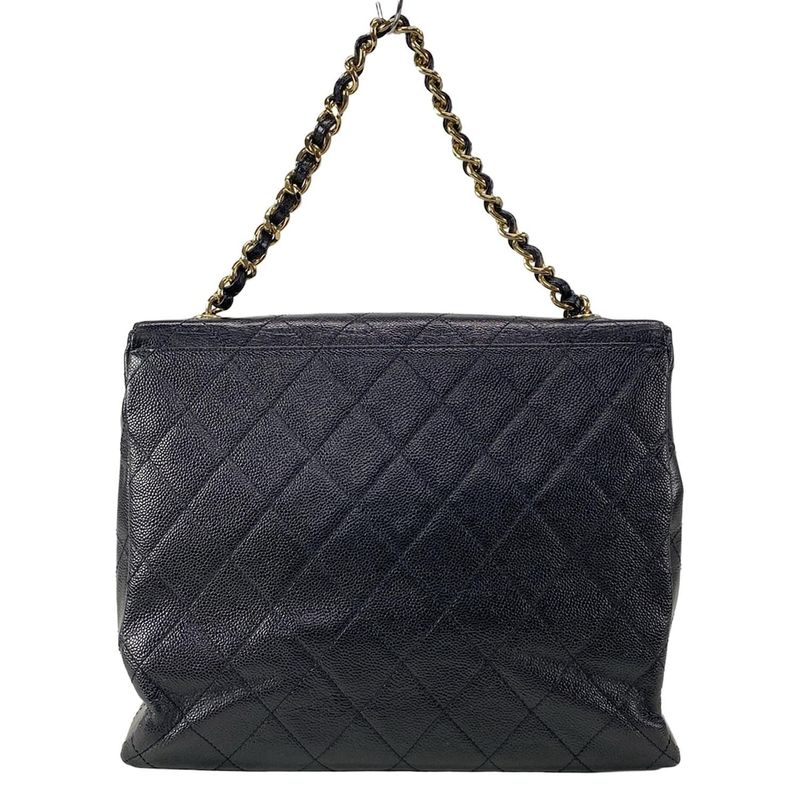 Chanel Handbag Matelasse Black Chain Handle/gold Hardware
