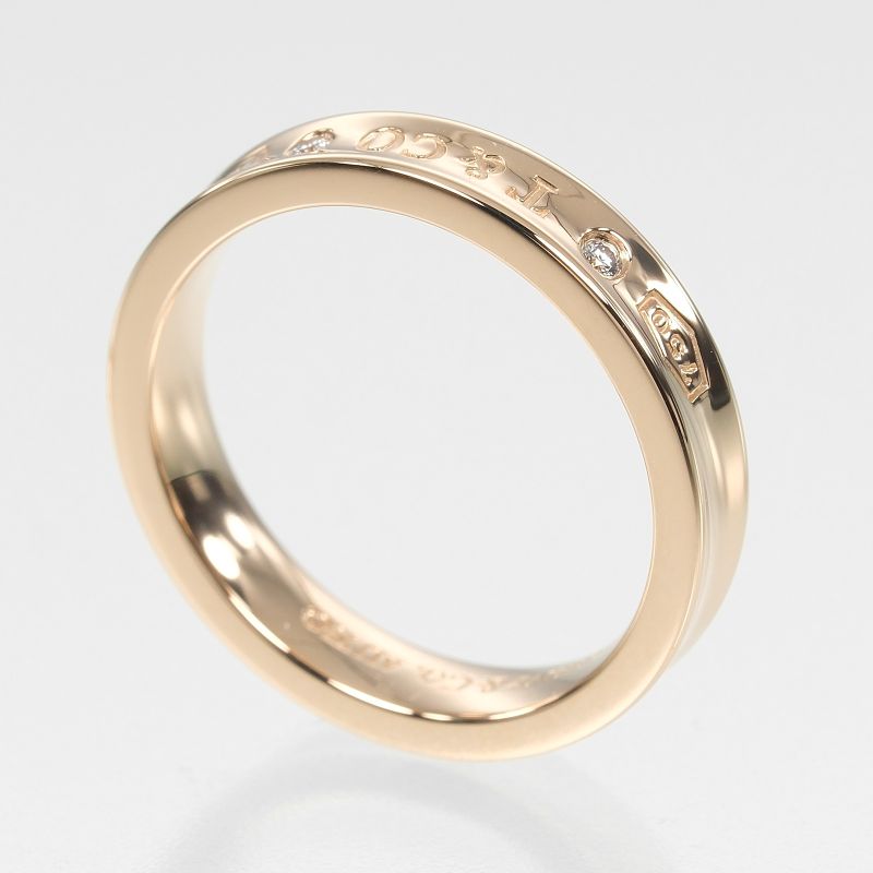 Tiffany & Co 1837 18K Pink Gold And 2P Diamonds #15 Ladies 6.2g Ring