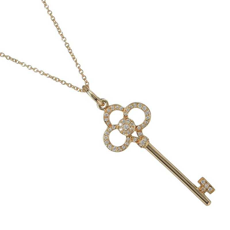 Tiffany & Co Crown Key 18K Yellow Gold And Diamonds Ladies 4.55g Necklace