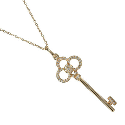 Tiffany & Co Crown Key 18K Yellow Gold And Diamonds Ladies 4.55g Necklace