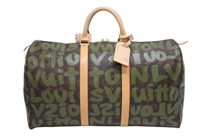 Louis Vuitton Monogram Graffiti Keepall 50 Brown Khaki Gold