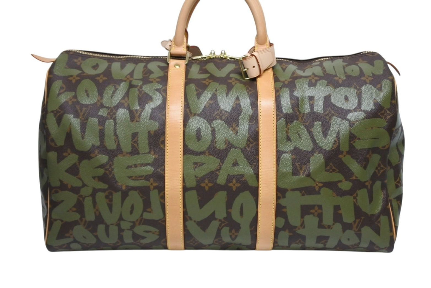 Louis Vuitton Monogram Graffiti Keepall 50 Brown Khaki Gold — view 2