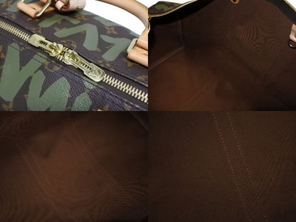 Louis Vuitton Monogram Graffiti Keepall 50 Brown Khaki Gold — view 8
