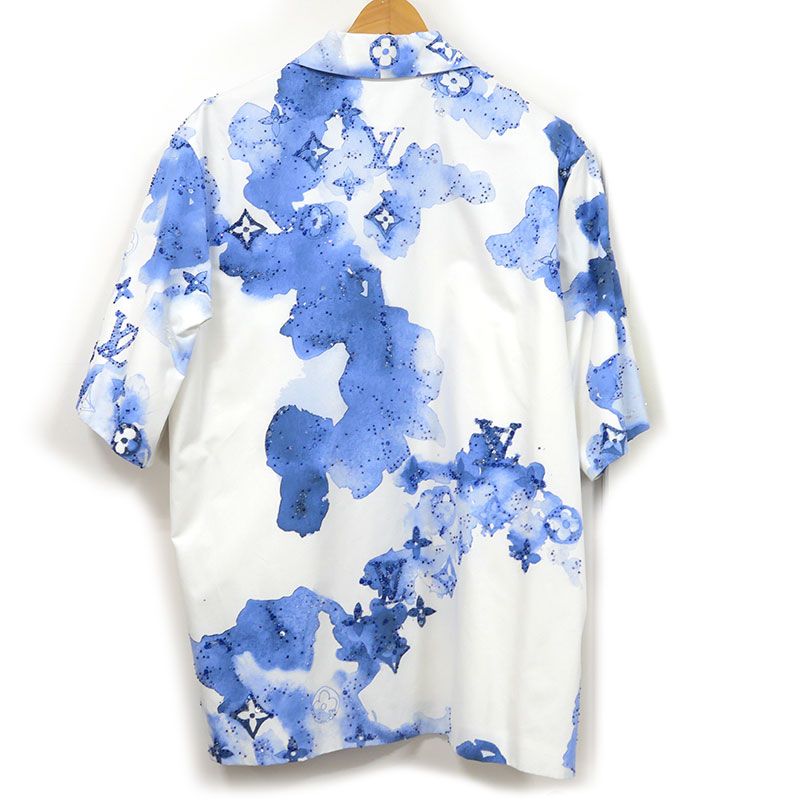 Louis Vuitton Embroidered Water Collar Shirt M Sequined Blue