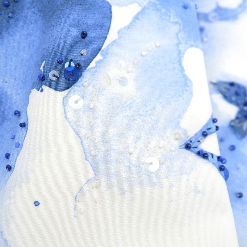 Louis Vuitton Embroidered Water Collar Shirt M Sequined Blue