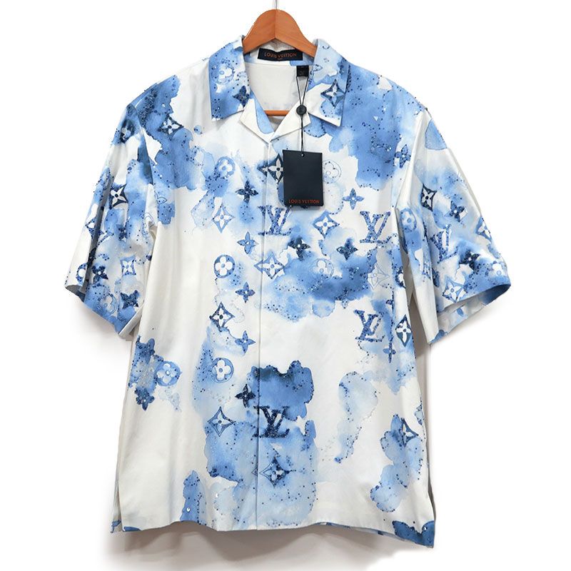 Louis Vuitton Embroidered Water Collar Shirt M Sequined Blue