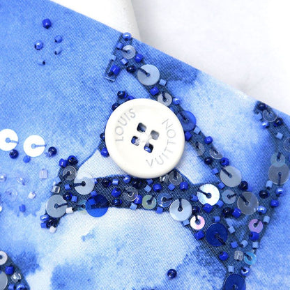 Louis Vuitton Embroidered Water Collar Shirt M Sequined Blue