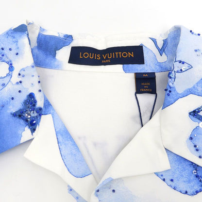 Louis Vuitton Embroidered Water Collar Shirt M Sequined Blue