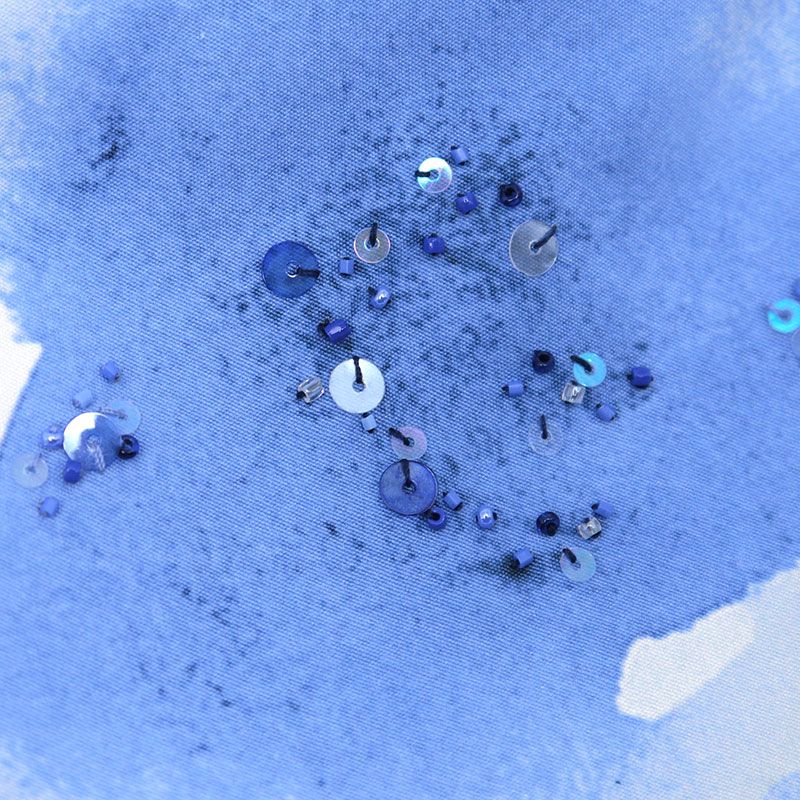 Louis Vuitton Embroidered Water Collar Shirt M Sequined Blue