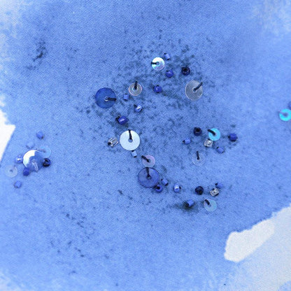 Louis Vuitton Embroidered Water Collar Shirt M Sequined Blue