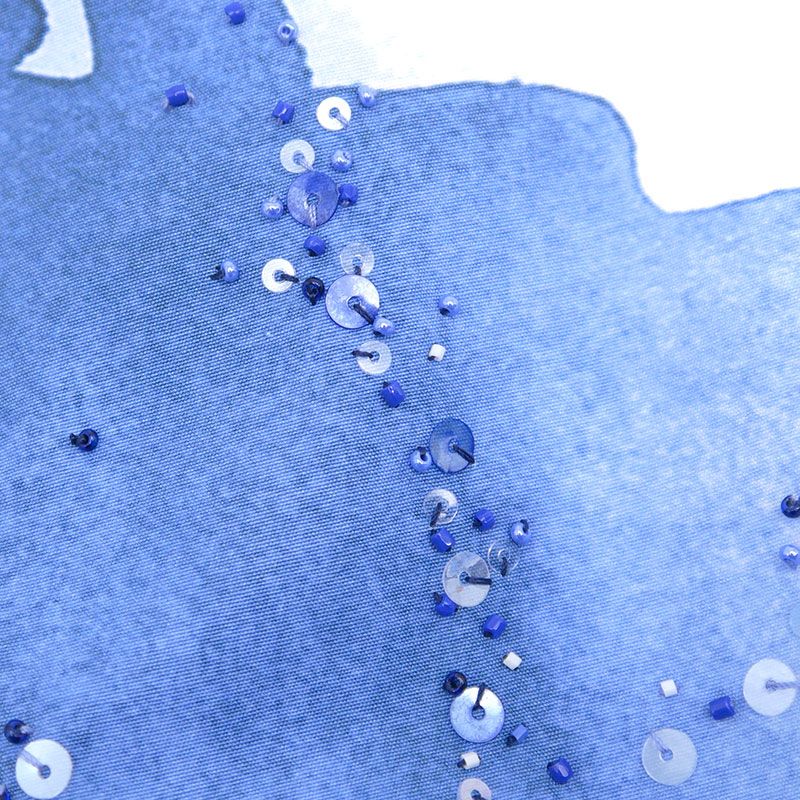 Louis Vuitton Embroidered Water Collar Shirt M Sequined Blue