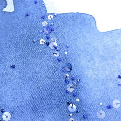 Louis Vuitton Embroidered Water Collar Shirt M Sequined Blue