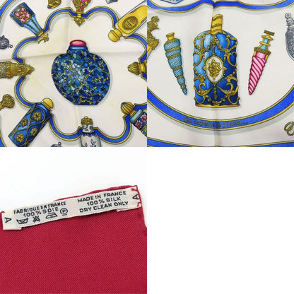 Hermes Scarf Carre 90 Qu Importe Le Flacon Perfume Bottle Silk White Bordeaux