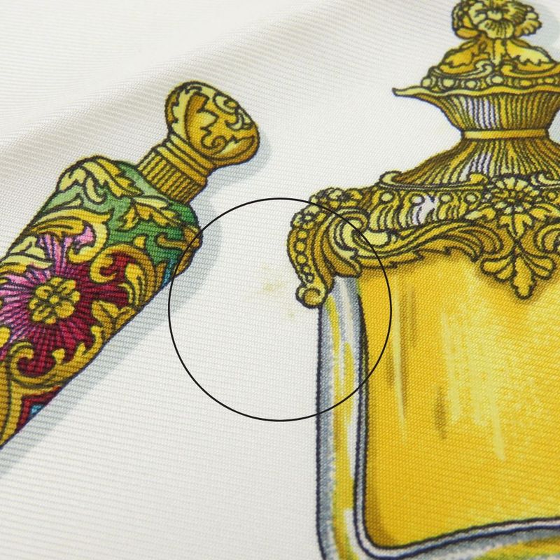 Hermes Scarf Carre 90 Qu Importe Le Flacon Perfume Bottle Silk White Bordeaux