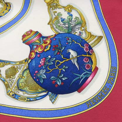 Hermes Scarf Carre 90 Qu Importe Le Flacon Perfume Bottle Silk White Bordeaux