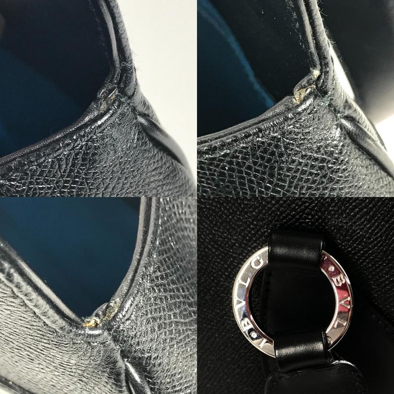 Bvlgari Bulgari Shoulder Bag Nivole Shopping Leather Black