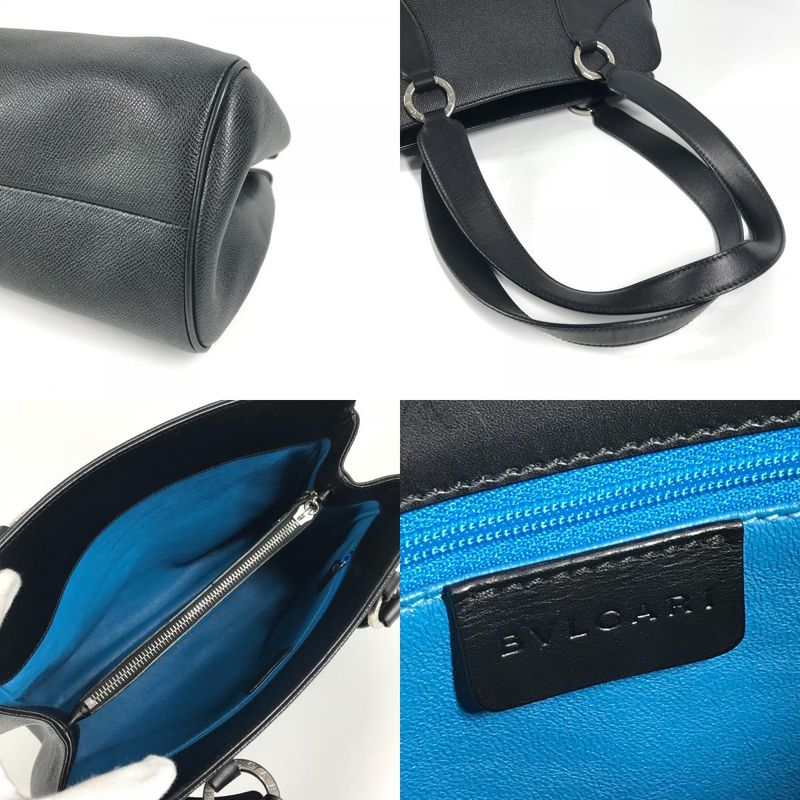 Bvlgari Bulgari Shoulder Bag Nivole Shopping Leather Black