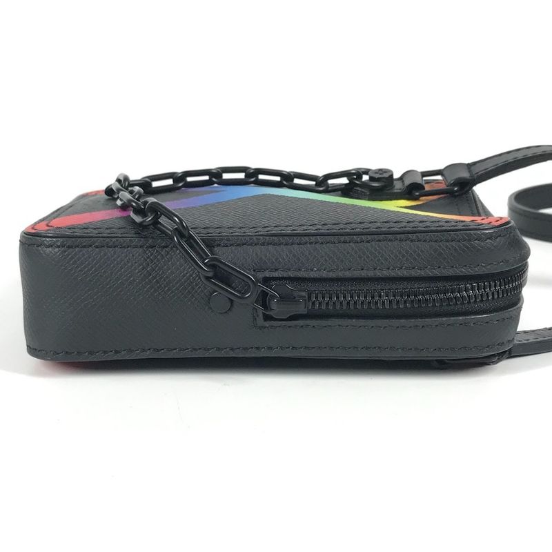 Louis Vuitton Shoulder Bag Danube Messenger M30332 Taiga Leather Black