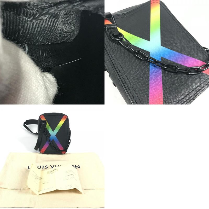 Louis Vuitton Shoulder Bag Danube Messenger M30332 Taiga Leather Black