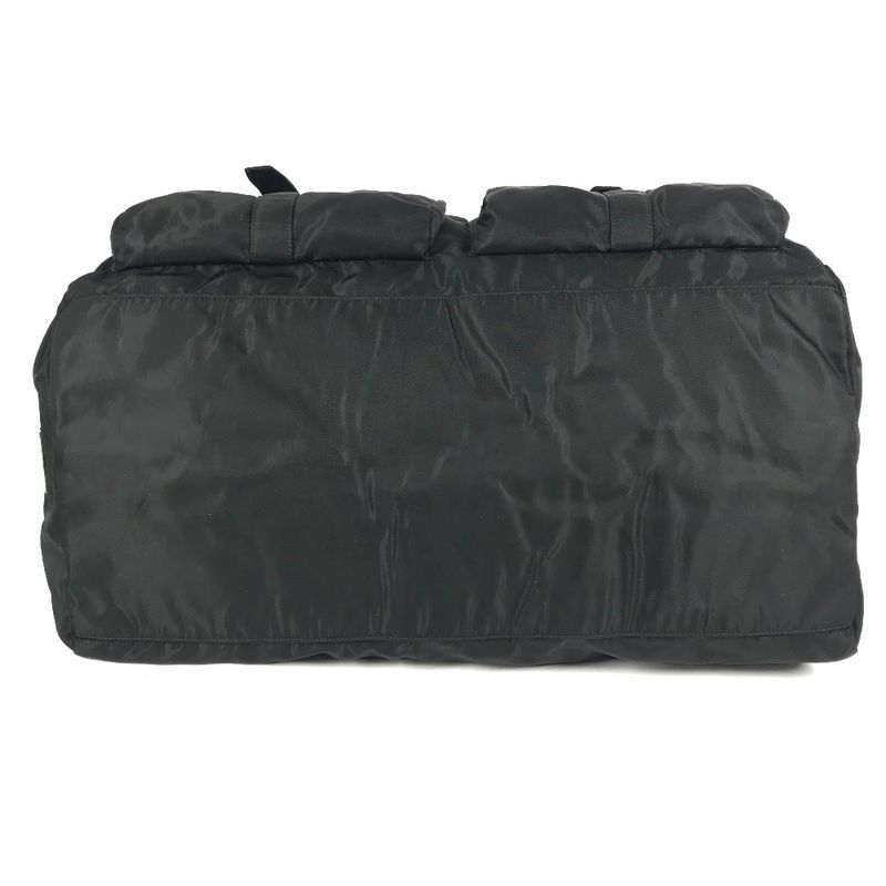 Prada Boston Bag Triangle Logo Triangle Logo Plate Nylon Black