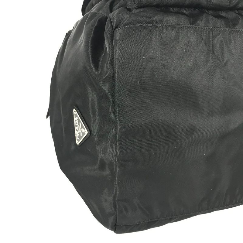 Prada Boston Bag Triangle Logo Triangle Logo Plate Nylon Black