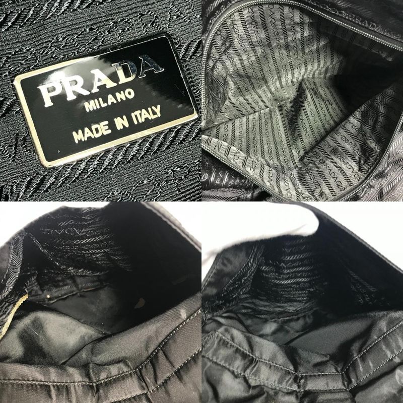 Prada Boston Bag Triangle Logo Triangle Logo Plate Nylon Black
