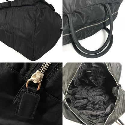 Prada Boston Bag Triangle Logo Triangle Logo Plate Nylon Black