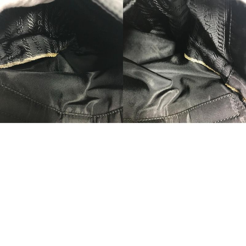 Prada Boston Bag Triangle Logo Triangle Logo Plate Nylon Black