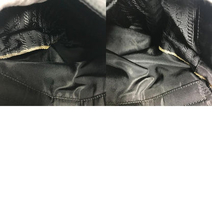 Prada Boston Bag Triangle Logo Triangle Logo Plate Nylon Black