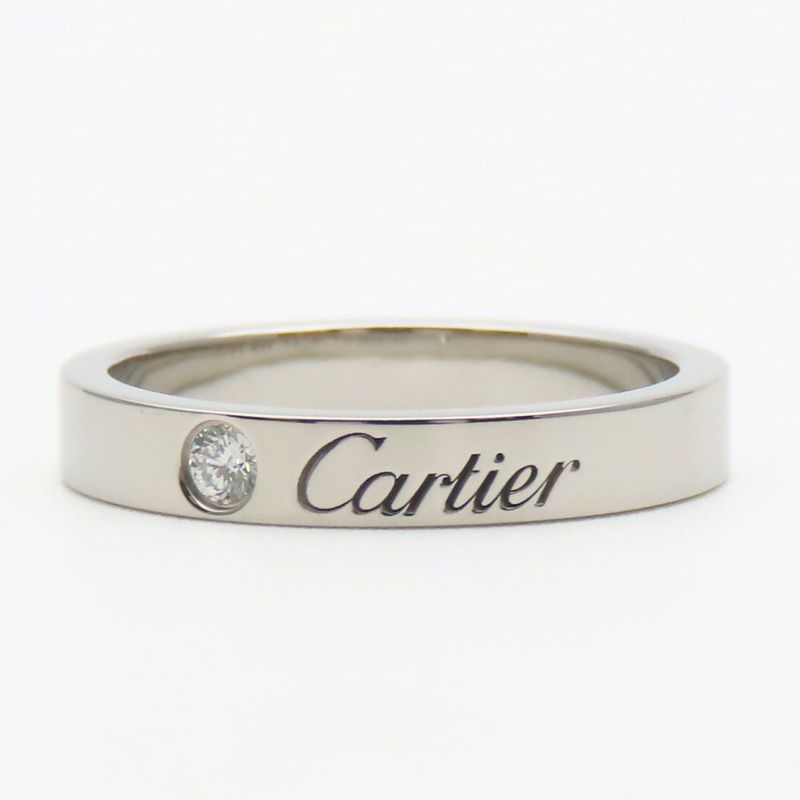 Cartier Ring - 49 Engraved Pt950 Diamonds Approx 4.7g Platinum 1PD Jewelry