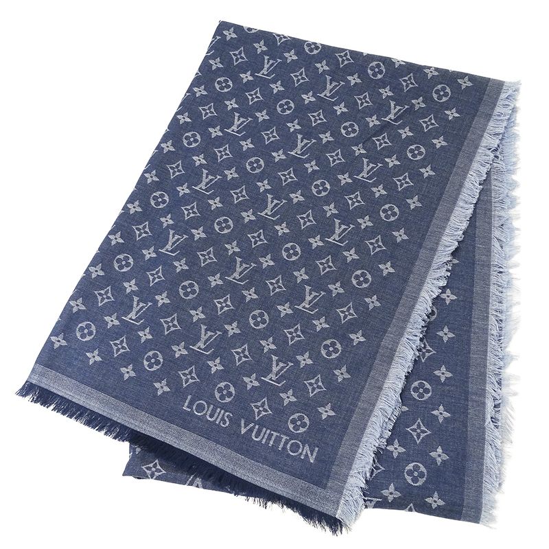 Louis Vuitton Stole Men's Branded Cotton Stole Monogram Essential Blue M71618