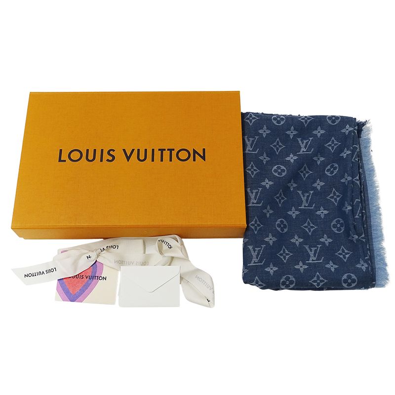 Louis Vuitton Stole Men's Branded Cotton Stole Monogram Essential Blue M71618