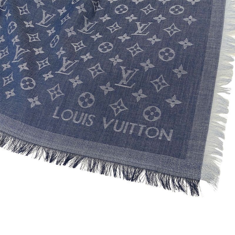 Louis Vuitton Stole Men's Branded Cotton Stole Monogram Essential Blue M71618