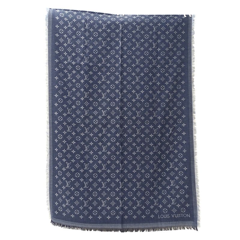 Louis Vuitton Stole Men's Branded Cotton Stole Monogram Essential Blue M71618