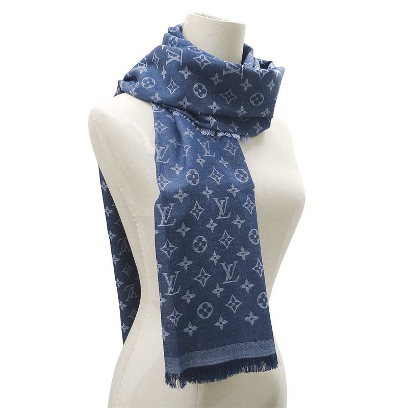 Louis Vuitton Stole Men's Branded Cotton Stole Monogram Essential Blue M71618