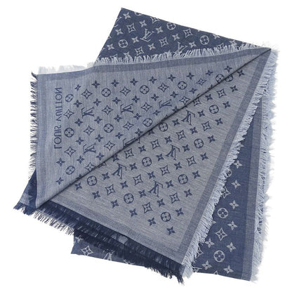 Louis Vuitton Stole Men's Branded Cotton Stole Monogram Essential Blue M71618