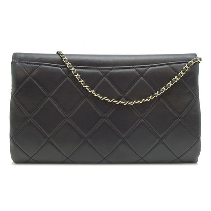 Chanel Shoulder Logo Plate Chain Lambskin Black Bag