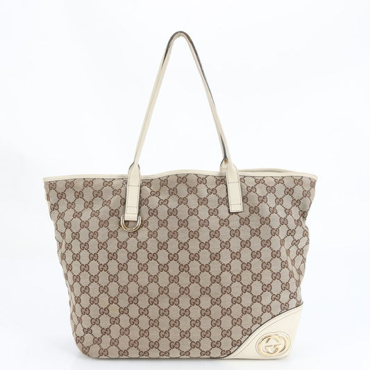 Gucci GG Canvas New Britt Leather Tote Bag Shoulder Hand A4 169945 Women's EUE