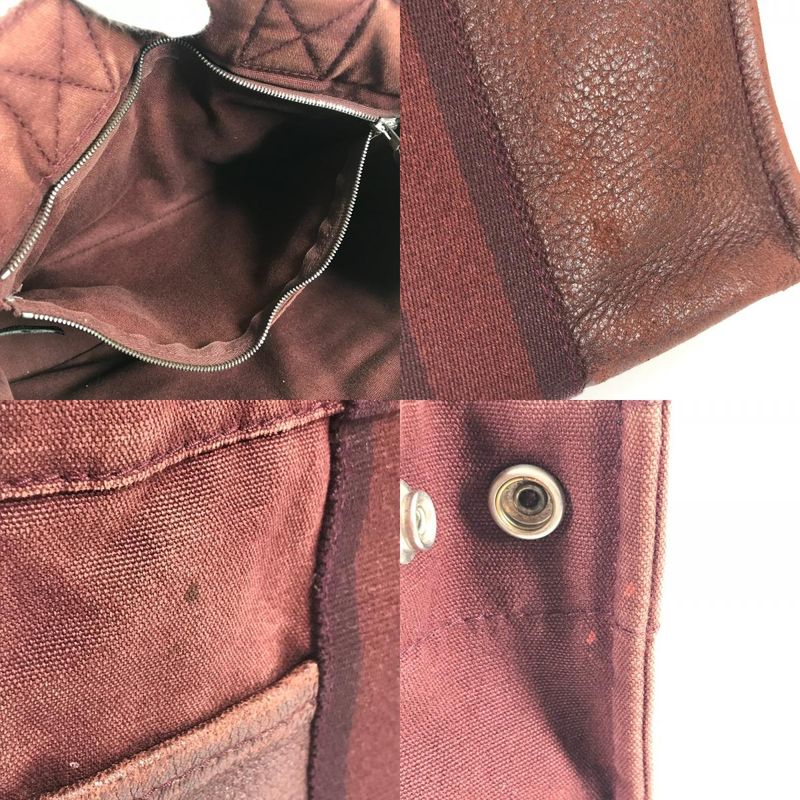 Hermes Handbag Fourre Tout PM Fourre Tout PM Leather / Canvas Wine Red