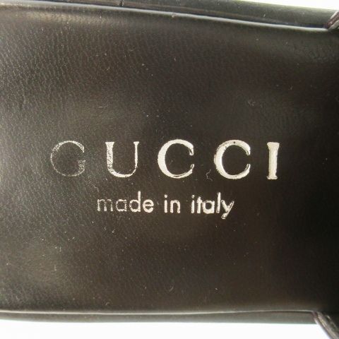 Gucci Mules Sandals Leather Square Toe Middle Heel G Logo 6.5 23.5cm (9.25in)