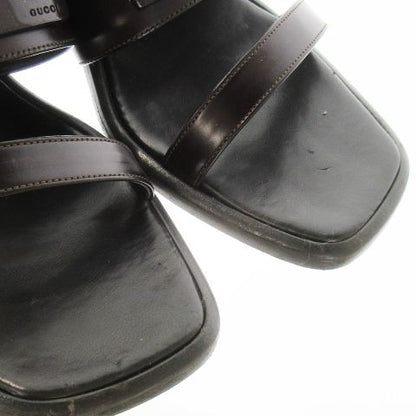 Gucci Mules Sandals Leather Square Toe Middle Heel G Logo 6.5 23.5cm (9.25in)