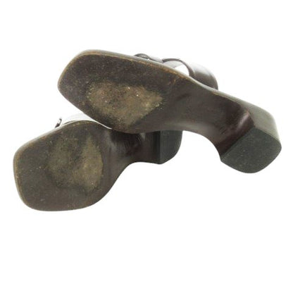 Gucci Mules Sandals Leather Square Toe Middle Heel G Logo 6.5 23.5cm (9.25in)